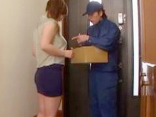 Busty Milf Gets Hard Nipples from Immodest Delivery Man in Wet Tokyo Hookup